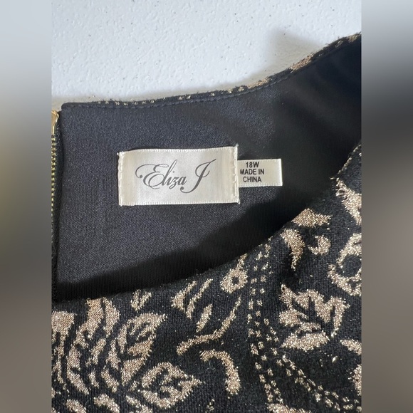 Eliza J Metallic Knit Sheath evening‎ Dress plus size 18w - Picture 4 of 6